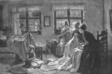 '" Needlework"; Poor and content is rich, and rich enough... , 1890. Creator: Unknown