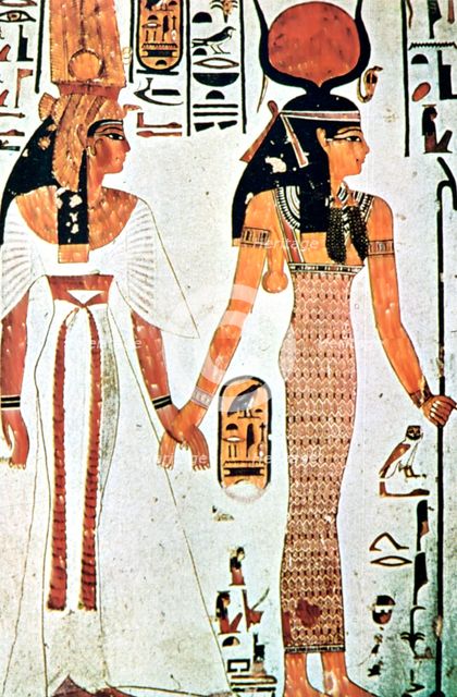 Nefertari and Isis, Ancient Egyptian wall painting from a Theban tomb, 13th century BC. Artist: Unknown