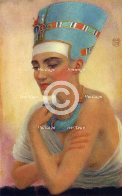Nefertiti, Ancient Egyptian queen of the 18th dynasty, 14th century BC (1926).  Artist: Winifred Mabel Brunton