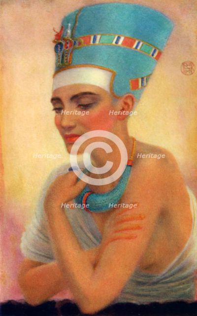Nefertiti, Ancient Egyptian queen of the 18th dynasty, 14th century BC (1926).  Artist: Winifred Mabel Brunton