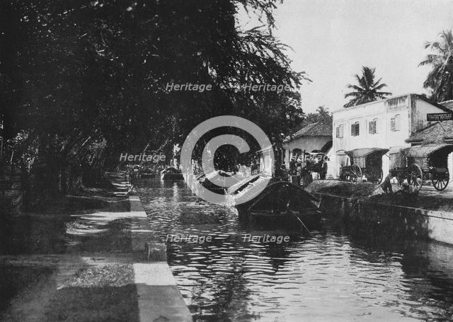 'Negombo Canal, Showing Padda Boats', c1890, (1910). Artist: Alfred William Amandus Plate.