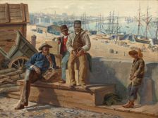 Negro Boys on the Quayside, c. 1865. Creator: David Norslup