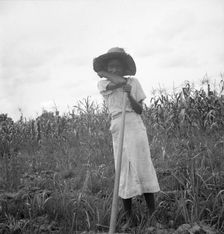 Negro girl working in the fields, Mississippi Delta, 1936. Creator: Dorothea Lange
