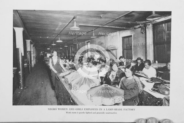 Negro girls and women employed in a lamp-shade factory, 1922. Creator: Unknown.