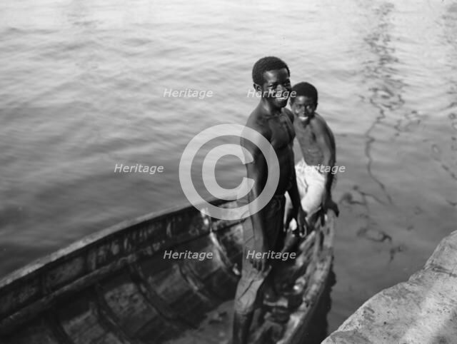Negro diving boys, Nassau, W.I., between 1900 and 1906. Creator: William H. Jackson.