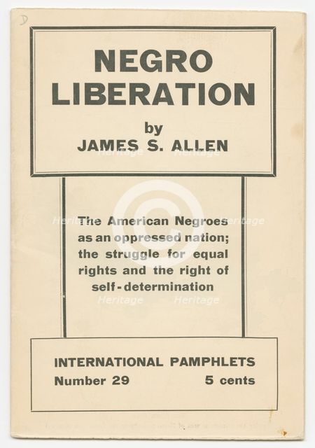 'Negro Liberation' by James S. Allen, 1935. Creator: Unknown.
