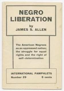 Negro Liberation by James S. Allen, 1935. Creator: Unknown