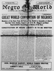 Negro World Vol. 8 no. 24, front page, 1920. Creator: Unknown