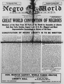 Negro World Vol. 8 no. 24, front page, 1920. Creator: Unknown