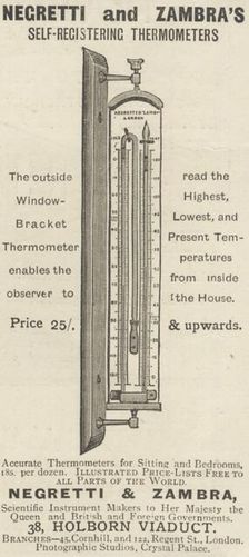 Negretti & Zambra Self Registering Thermometers, 1893