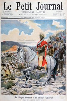 Negus of Ethiopia, Menelik II, at the Battle of Adoua 1898. Creator: F Meaulle