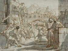 Nehemiah rebuilds the walls of Jerusalem? . Creator: Jan Luyken