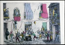 Neighborhood party in Barcelona, 1860. Creator: Puiggari, Ramón (1820-1894)