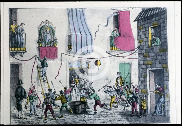 Neighborhood party in Barcelona, 1860. Creator: Puiggari, Ramón (1820-1894).