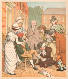 Neighbours dressing the good man of Islington's bite, c1879. Creator: Randolph Caldecott