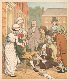 Neighbours dressing the good man of Islington's bite, c1879. Creator: Randolph Caldecott