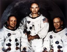 Neil Armstrong, Michael Collins and Buzz Aldrin, crew of Apollo 11, 1969. Creator: NASA