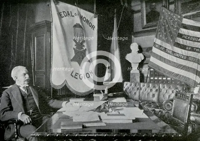 Nelson A Miles, US Army general, at his headquarters, 1898. Artist: Unknown