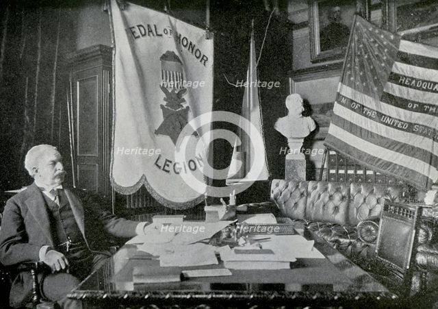 Nelson A Miles, US Army general, at his headquarters, 1898. Artist: Unknown