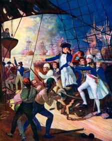 Nelson at the Battle of the Nile 1798, (c1920)