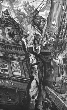 'Nelson at the Battle off St. Vincent, February 14, 1797, after Frank Baden-Powell. 1891. Creator: Frank Baden-Powell