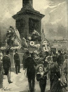 Nelson Day: Scene in Trafalgar Square, London 1895, (c1900). Creator: Unknown