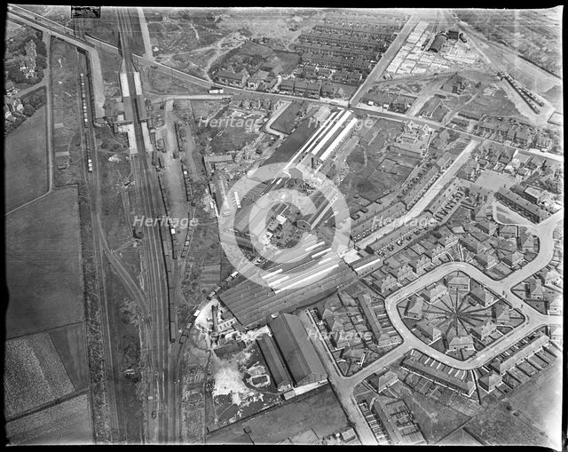 Nelson Drive, the Royles Ltd Engineering Works and Kinder and Co Wallpaper Works, Irlam, c1930s. Creator: Arthur William Hobart.