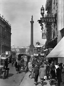 Nelson's Column and the National Gallery seen from Whitehall, London. Creator: Unknown
