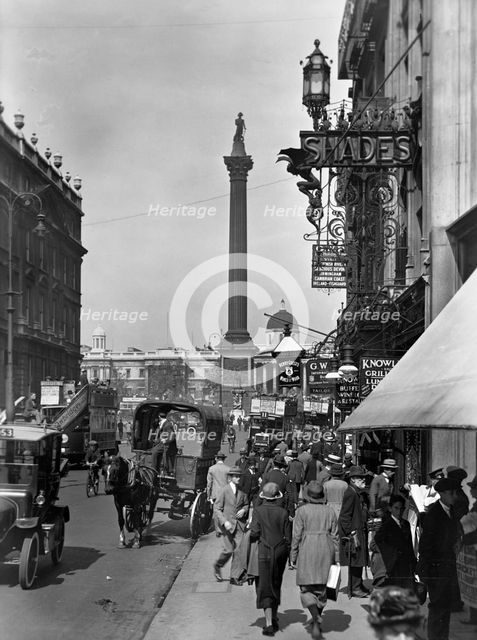 Nelson's Column and the National Gallery seen from Whitehall, London.  Creator: Unknown.