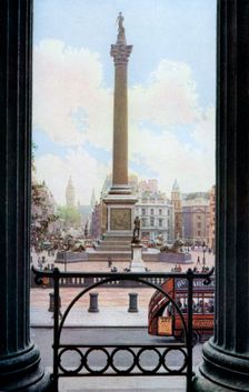 Nelson's Column and Trafalgar Square from the terrace of the National Gallery, London, c1930s. Artist: Spencer Arnold