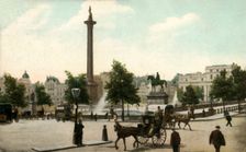 Nelson's Column and Trafalgar Square, London, 1906. Creator: Unknown