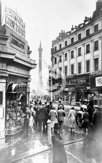 Nelson's Column, The Strand and Lyons Cornor House, Westminster, London, before 1933. Creator: George Davison Reid.