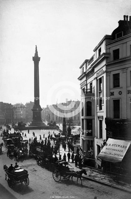 Nelson's Column, Trafalgar Square, City of Westminster, London. Creator: SE Poulton.