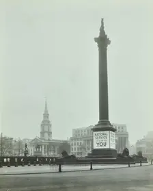 Nelson's Column with National Service recruitment poster, London, 1939
