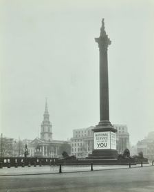 Nelson's Column with National Service recruitment poster, London, 1939