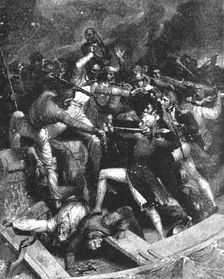 Nelson's Conflict with a Spanish Launch, July 3, 1797 at the Blockade of Cadiz... 1891. Creator: Richard Westall