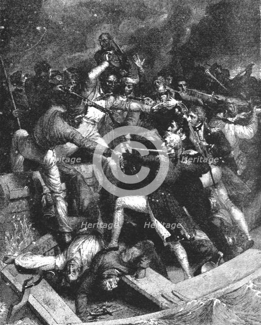 'Nelson's Conflict with a Spanish Launch, July 3, 1797 at the Blockade of Cadiz...', 1891. Creator: Richard Westall.