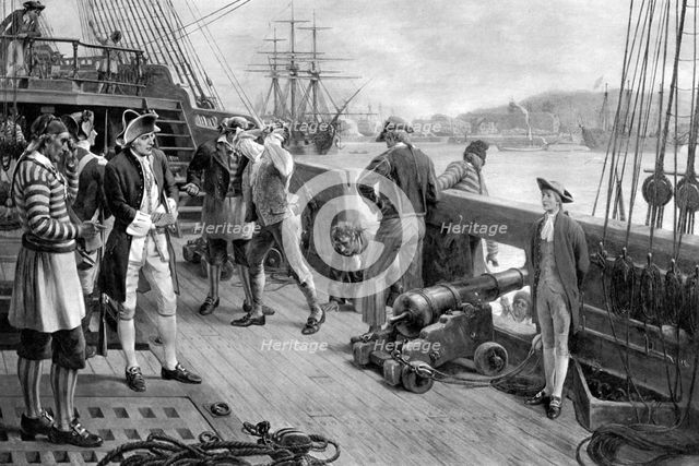 'Nelson's First Footing in the Navy, Chatham', 1771. Artist: Unknown
