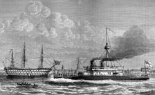 Nelson's Victory, 1800, and the Devastation, 1875, (c1880).Artist: HE Jozer