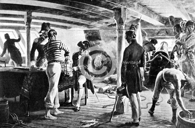 Nelson sealing his historic message at Copenhagen, 1801. Artist: Unknown