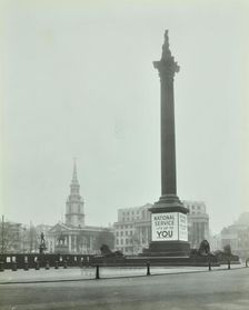 Nelson's Column with National Service recruitment poster, London, 1939