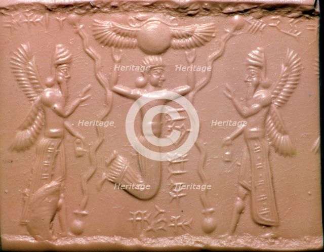 Neo-Assyrian cylinder-seal impression. Artist: Unknown