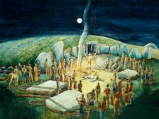 Neolithic ceremony at West Kennet Long Barrow, Wilshire, c1985-c2012. Artist: Judith Dobie