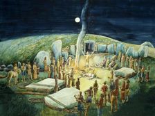 Neolithic ceremony at West Kennet Long Barrow, Wilshire, c1985-c2012. Artist: Judith Dobie
