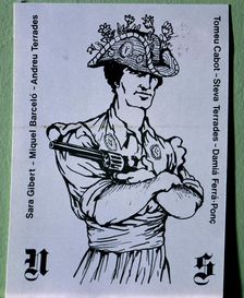 Neon de Suro caricature of the Cossier with a revolver meant to symbolize the danger of the …