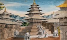 Nepal: Nyatapole temple in Bhaktapur(?), (between 1800 and 1899?). Creator: Unknown