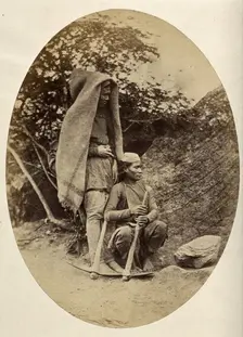 Nepal: two Tibetan men with pick-axes, c1860. Creator: Clarence Comyn Taylor