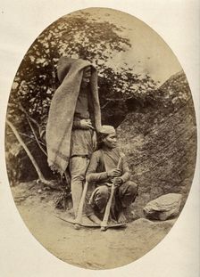 Nepal: two Tibetan men with pick-axes, c1860. Creator: Clarence Comyn Taylor
