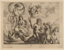 Neptune with Two Horses on the Sea. Creator: Cornelis Schut I