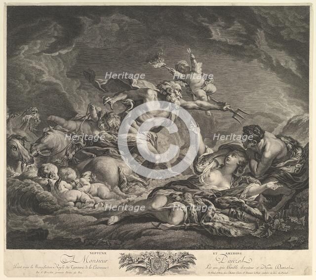 Neptune and Amymone, 18th century. Creator: Jean Claude Danzel.